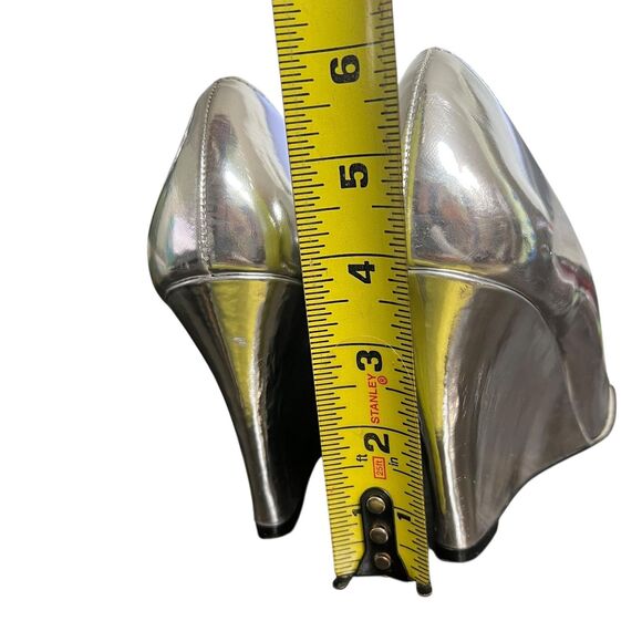 Michael Michael Kors Shoes Womens Size 9.5 Silver Metallic Wedge Heels Open Toe - Picture 9 of 12